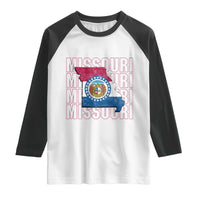Missouri Flag Map State Distressed Raglan Shirt