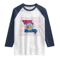 Missouri Flag Map State Distressed Raglan Shirt