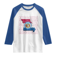 Missouri Flag Map State Distressed Raglan Shirt
