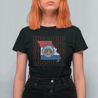 Missouri Flag Map State Distressed T Shirt For Women