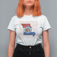Missouri Flag Map State Distressed T Shirt For Women