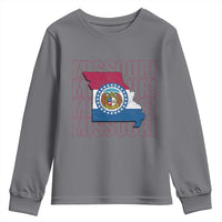 Missouri Flag Map State Distressed Youth Sweatshirt