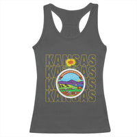 Retro Kansas Flag Vintage KS Souvenir Racerback Tank Top
