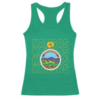 Retro Kansas Flag Vintage KS Souvenir Racerback Tank Top