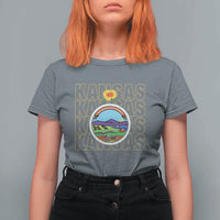 Retro Kansas Flag Vintage KS Souvenir T Shirt For Women