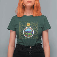 Retro Kansas Flag Vintage KS Souvenir T Shirt For Women