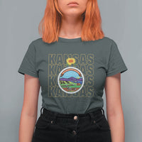 Retro Kansas Flag Vintage KS Souvenir T Shirt For Women