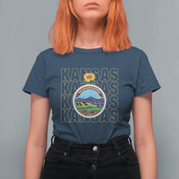 Retro Kansas Flag Vintage KS Souvenir T Shirt For Women