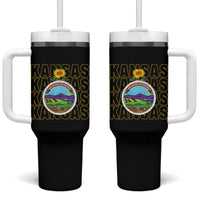 Retro Kansas Flag Vintage KS Souvenir Tumbler With Handle
