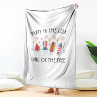 Patriotic Doodle Throw Blanket Watermelon Hotdog Firework Cute Fourth of July