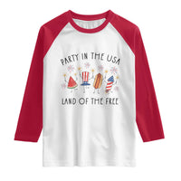 Patriotic Doodle Raglan Shirt Watermelon Hotdog Firework Cute Fourth of July
