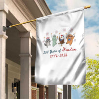 250 Years Of Freedom Garden Flag Patriotic Doodle America Raccoon Goose Highland Cow 4th of July