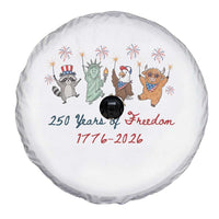 250 Years Of Freedom Spare Tire Cover Patriotic Doodle America Raccoon Goose Highland Cow 4th of July