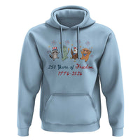 250 Years Of Freedom Hoodie Patriotic Doodle America Raccoon Goose Highland Cow 4th of July