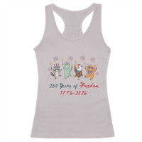 250 Years Of Freedom Racerback Tank Top Patriotic Doodle America Raccoon Goose Highland Cow 4th of July