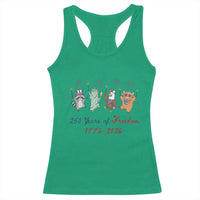 250 Years Of Freedom Racerback Tank Top Patriotic Doodle America Raccoon Goose Highland Cow 4th of July