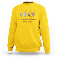 250 Years Of Freedom Sweatshirt Patriotic Doodle America Raccoon Goose Highland Cow 4th of July