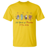 250 Years Of Freedom T Shirt Patriotic Doodle America Raccoon Goose Highland Cow 4th of July