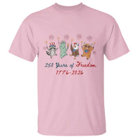 250 Years Of Freedom T Shirt Patriotic Doodle America Raccoon Goose Highland Cow 4th of July