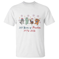 250 Years Of Freedom T Shirt Patriotic Doodle America Raccoon Goose Highland Cow 4th of July