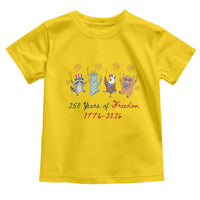 250 Years Of Freedom Toddler T Shirt Patriotic Doodle America Raccoon Goose Highland Cow 4th of July