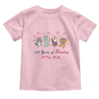 250 Years Of Freedom Toddler T Shirt Patriotic Doodle America Raccoon Goose Highland Cow 4th of July