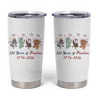250 Years Of Freedom Tumbler Cup Patriotic Doodle America Raccoon Goose Highland Cow 4th of July