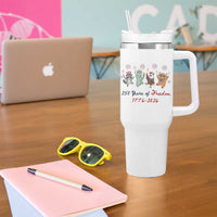250 Years Of Freedom Tumbler With Handle Patriotic Doodle America Raccoon Goose Highland Cow 4th of July