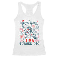 250 Years America Anniversary Statue of Liberty Racerback Tank Top The Summer USA Turned 250