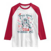 250 Years America Anniversary Statue of Liberty Raglan Shirt The Summer USA Turned 250