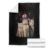 Patriotic Smoking Cat Throw Blanket Funny American Cat Lover 4th of July