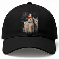 Patriotic Smoking Cat Baseball Cap Funny American Cat Lover 4th of July