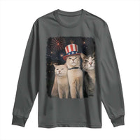 Patriotic Smoking Cat Long Sleeve Shirt Funny American Cat Lover 4th of July