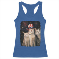 Patriotic Smoking Cat Racerback Tank Top Funny American Cat Lover 4th of July