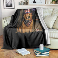 Patriotic Smoking Golden Retriever Throw Blanket Funny Dog Lover Dad 4th Of July