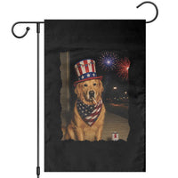 Patriotic Smoking Golden Retriever Garden Flag Funny Dog Lover Dad 4th Of July