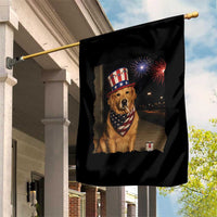 Patriotic Smoking Golden Retriever Garden Flag Funny Dog Lover Dad 4th Of July