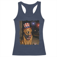 Patriotic Smoking Golden Retriever Racerback Tank Top Funny Dog Lover Dad 4th Of July