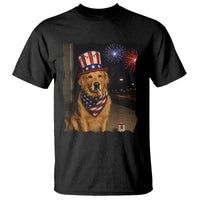 Patriotic Smoking Golden Retriever T Shirt Funny Dog Lover Dad 4th Of July