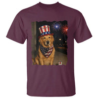 Patriotic Smoking Golden Retriever T Shirt Funny Dog Lover Dad 4th Of July