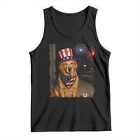 Patriotic Smoking Golden Retriever Tank Top Funny Dog Lover Dad 4th Of July