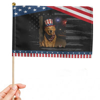 Smoking Golden Retriever Patriotic Handheld Flag Funny Dog Lover Dad 4th Of July