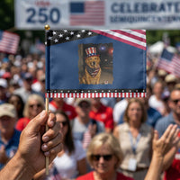 Smoking Golden Retriever Patriotic Handheld Flag Funny Dog Lover Dad 4th Of July