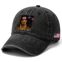 Patriotic Smoking Golden Retriever Washed Cotton Baseball Cap Funny Dog Lover Dad 4th Of July