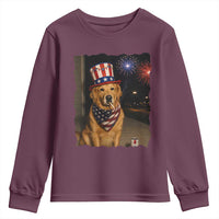 Patriotic Smoking Golden Retriever Youth Sweatshirt Funny Dog Lover Dad 4th Of July