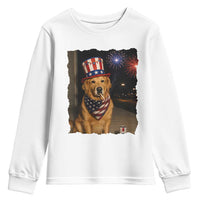 Patriotic Smoking Golden Retriever Youth Sweatshirt Funny Dog Lover Dad 4th Of July