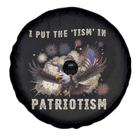 I Put The Tism in Patriotism Spare Tire Cover Retro Eagle Raccoon USA Flag