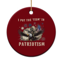 I Put The Tism in Patriotism Ceramic Ornament Retro Eagle Raccoon USA Flag