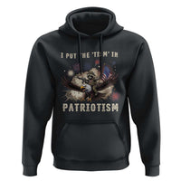 I Put The Tism in Patriotism Hoodie Retro Eagle Raccoon USA Flag