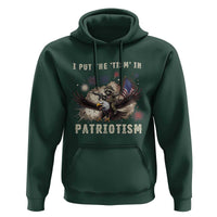 I Put The Tism in Patriotism Hoodie Retro Eagle Raccoon USA Flag